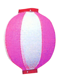 ピンク／白　装飾９号丸提灯　KS-030018002　【発送時期】2-3営業日後 (お取り寄せ商品)