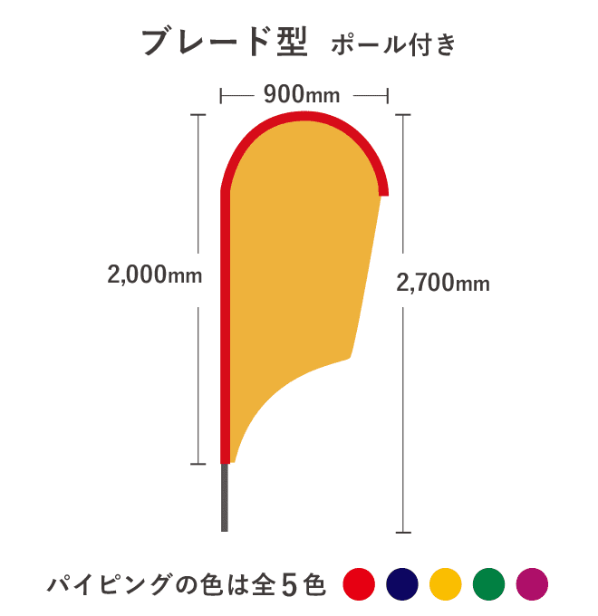 【デザイン制作】ストリームフラッグ  ブレード型   （ポール付）