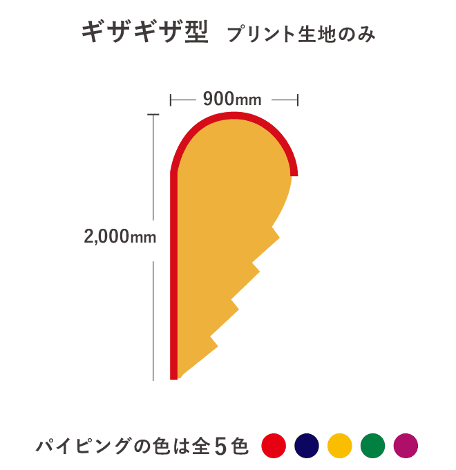 【データ制作】ストリームフラッグ ギザギザ型 プリント生地のみ